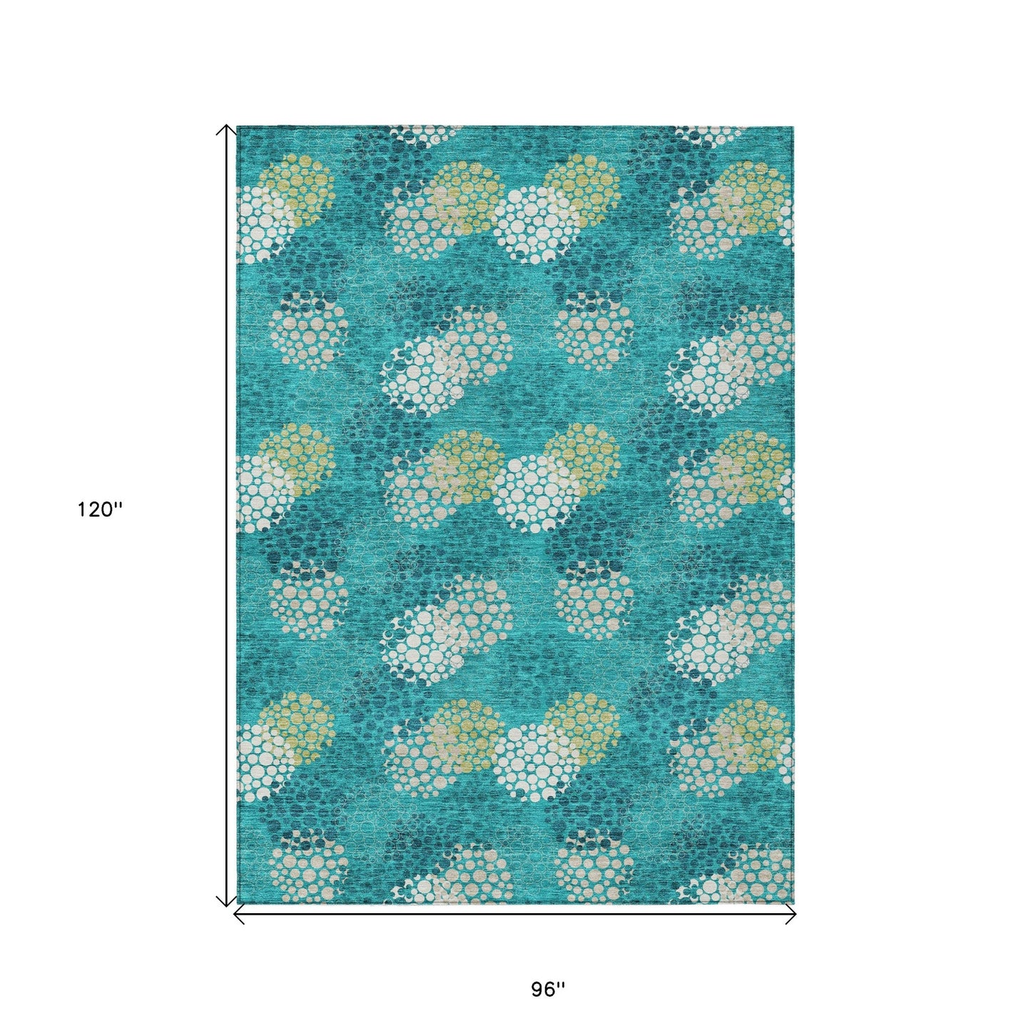 Tabselect Home Line 8' X 10' Emerald Gray And Ivory Polka Dot Washable Indoor Outdoor Area Rug