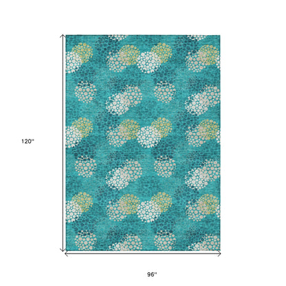 Tabselect Home Line 8' X 10' Emerald Gray And Ivory Polka Dot Washable Indoor Outdoor Area Rug