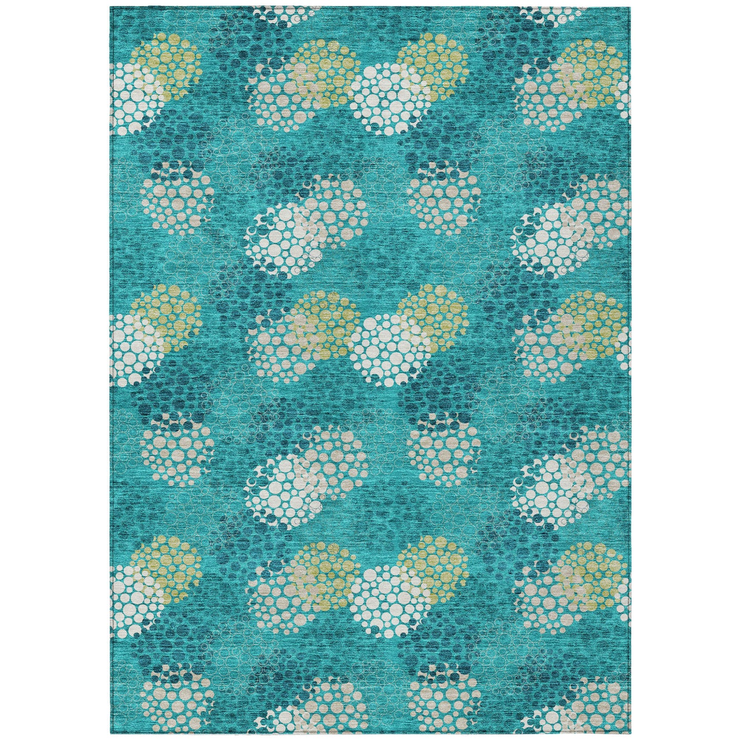 Tabselect Home Line 8' X 10' Emerald Gray And Ivory Polka Dot Washable Indoor Outdoor Area Rug
