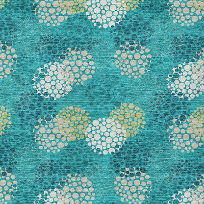 Tabselect Home Line 8' X 10' Emerald Gray And Ivory Polka Dot Washable Indoor Outdoor Area Rug