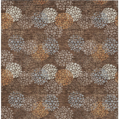 Tabselect Home Line 5' X 8' Brown Gray And Ivory Polka Dot Washable Indoor Outdoor Area Rug