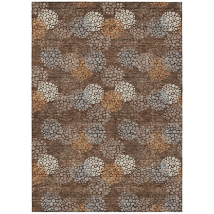 Tabselect Home Line 5' X 8' Brown Gray And Ivory Polka Dot Washable Indoor Outdoor Area Rug