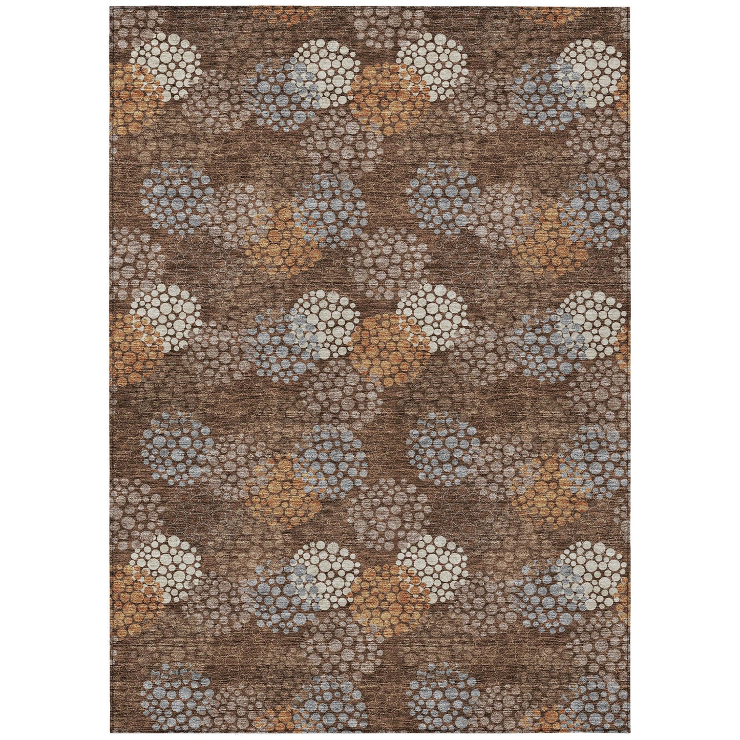 Tabselect Home Line 8' X 10' Brown Gray And Ivory Polka Dot Washable Indoor Outdoor Area Rug