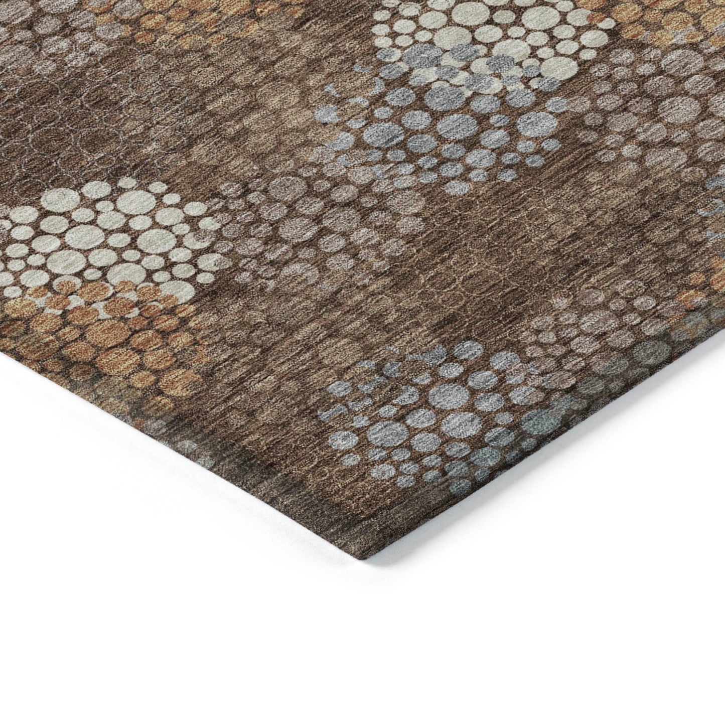 Tabselect Home Line 8' X 10' Brown Gray And Ivory Polka Dot Washable Indoor Outdoor Area Rug