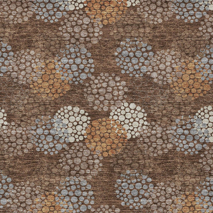 Tabselect Home Line 8' X 10' Brown Gray And Ivory Polka Dot Washable Indoor Outdoor Area Rug