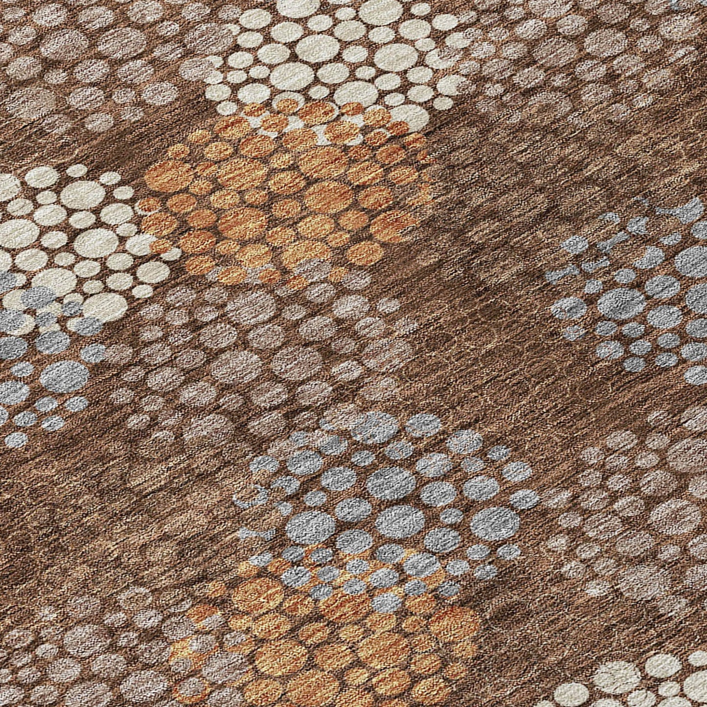 Tabselect Home Line 8' X 10' Brown Gray And Ivory Polka Dot Washable Indoor Outdoor Area Rug