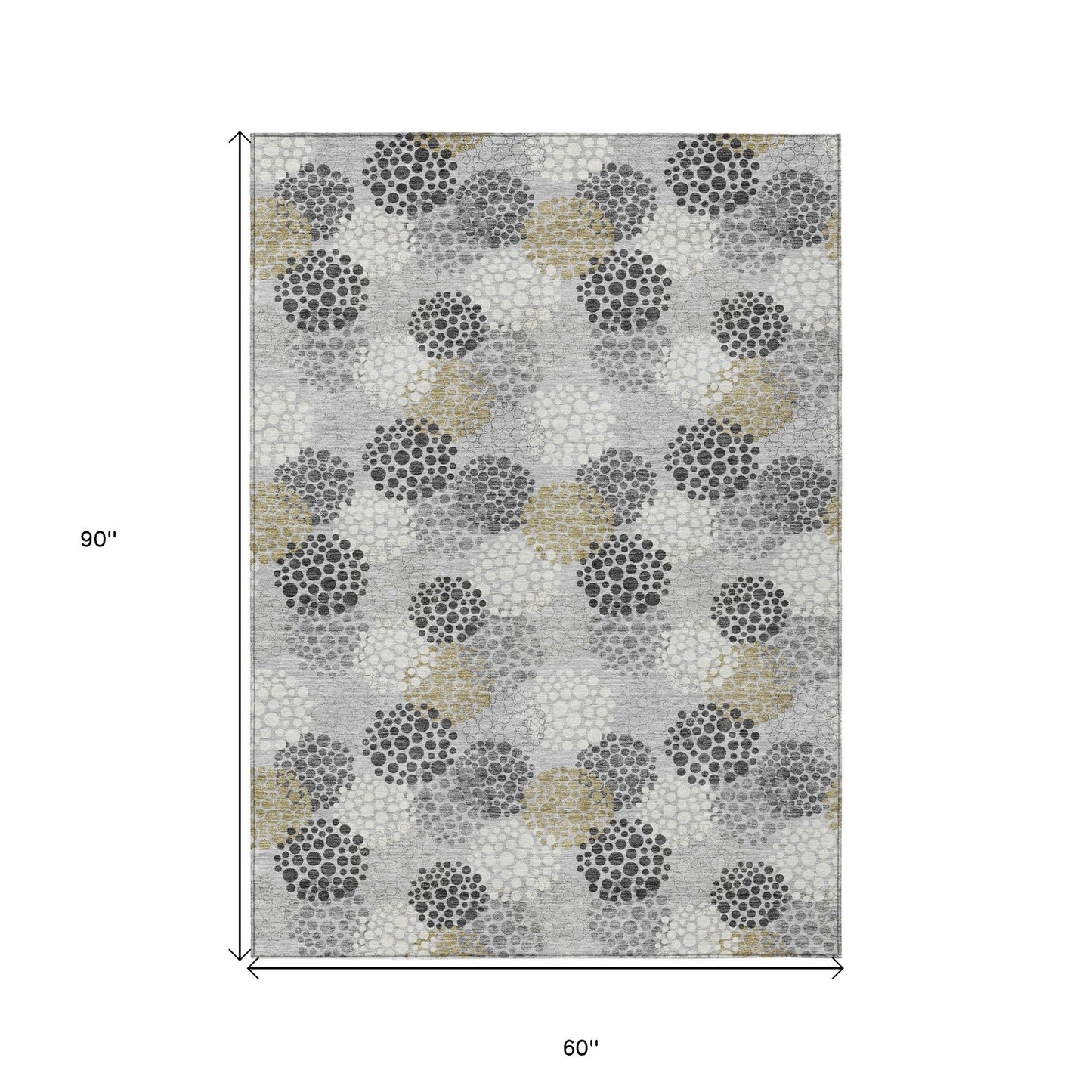 Tabselect Home Line 5' X 8' Gray Silver And Ivory Polka Dot Washable Indoor Outdoor Area Rug
