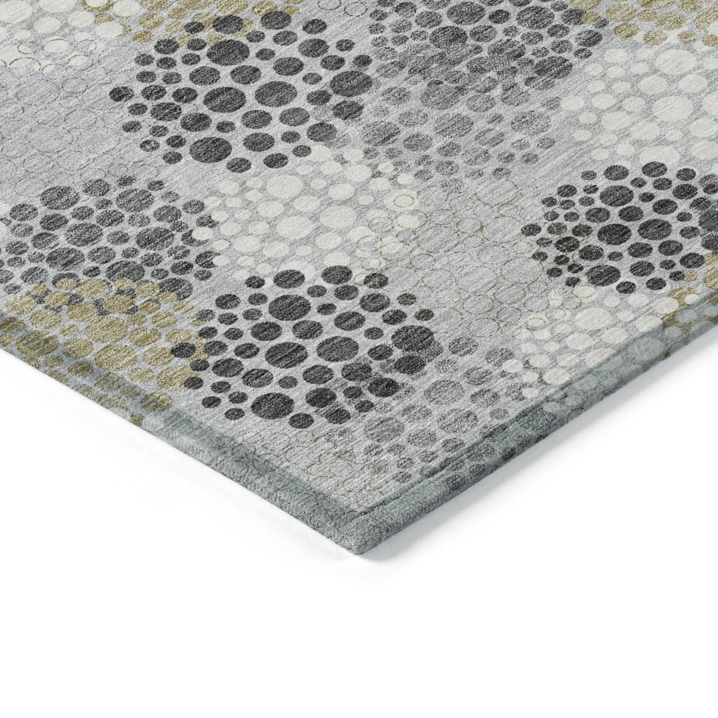Tabselect Home Line 5' X 8' Gray Silver And Ivory Polka Dot Washable Indoor Outdoor Area Rug