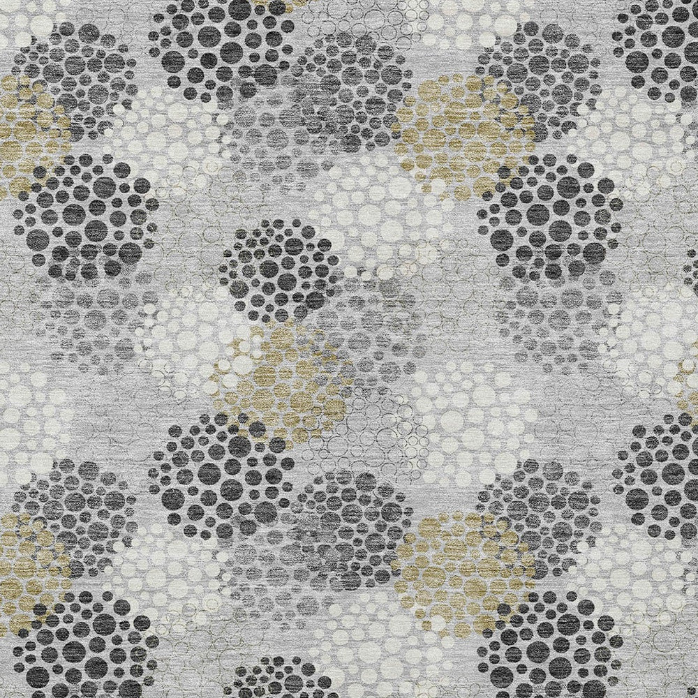 Tabselect Home Line 5' X 8' Gray Silver And Ivory Polka Dot Washable Indoor Outdoor Area Rug