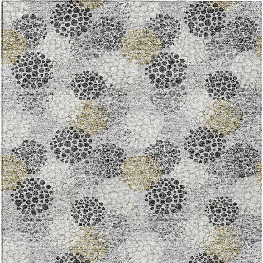 Tabselect Home Line 8' X 10' Gray Silver And Ivory Polka Dot Washable Indoor Outdoor Area Rug