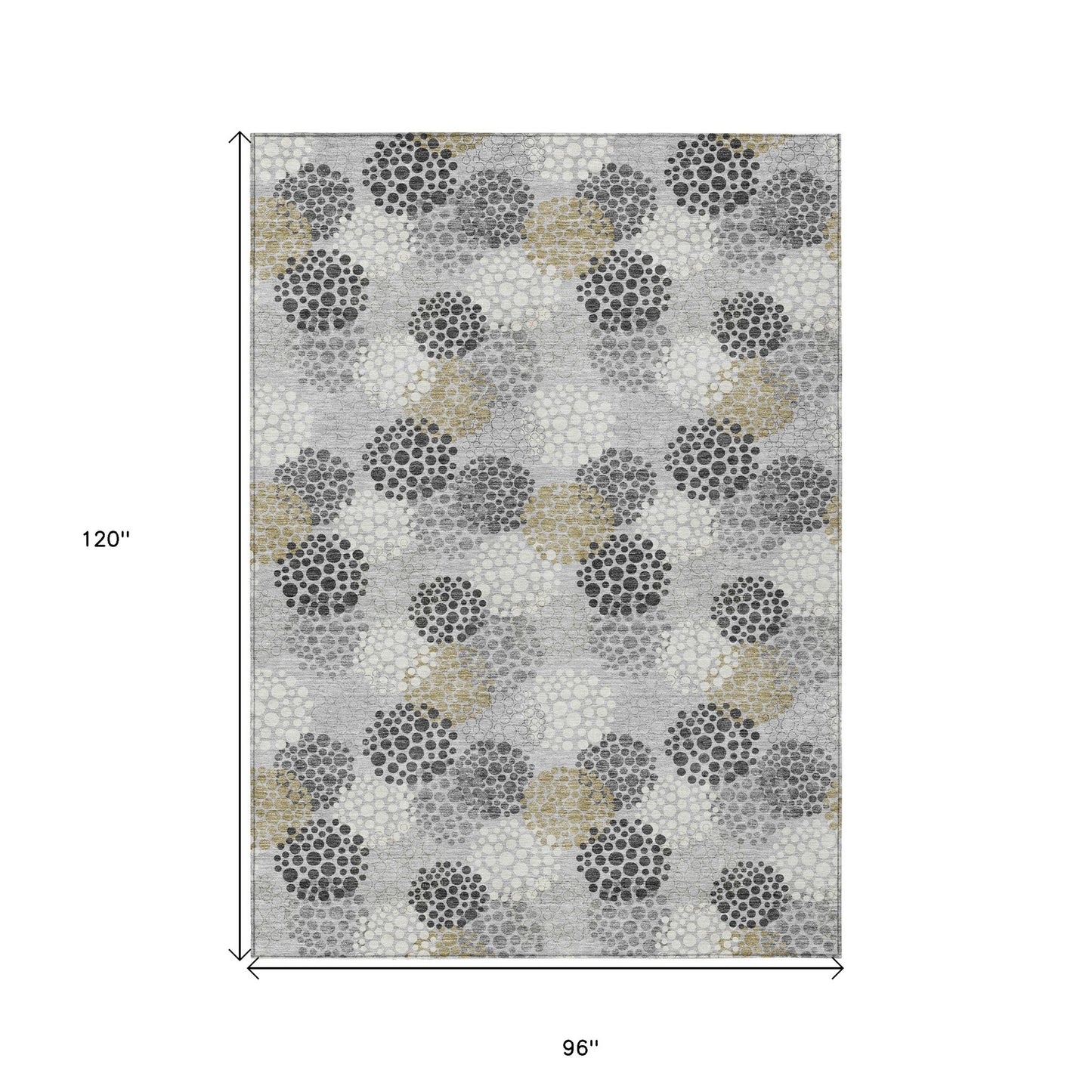 Tabselect Home Line 8' X 10' Gray Silver And Ivory Polka Dot Washable Indoor Outdoor Area Rug