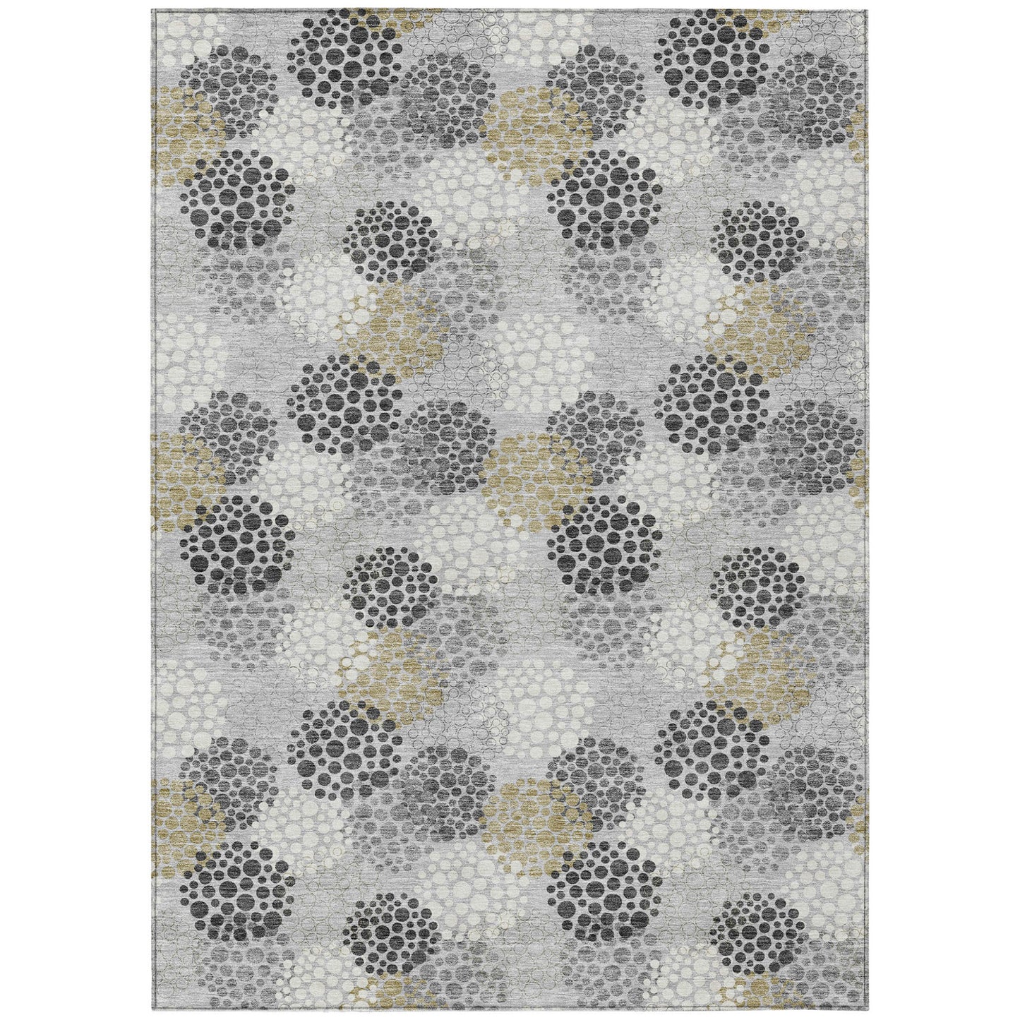 Tabselect Home Line 8' X 10' Gray Silver And Ivory Polka Dot Washable Indoor Outdoor Area Rug