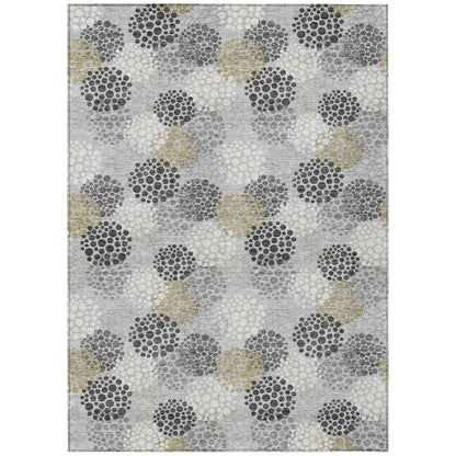 Tabselect Home Line 8' X 10' Gray Silver And Ivory Polka Dot Washable Indoor Outdoor Area Rug