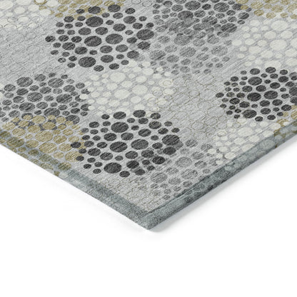 Tabselect Home Line 8' X 10' Gray Silver And Ivory Polka Dot Washable Indoor Outdoor Area Rug