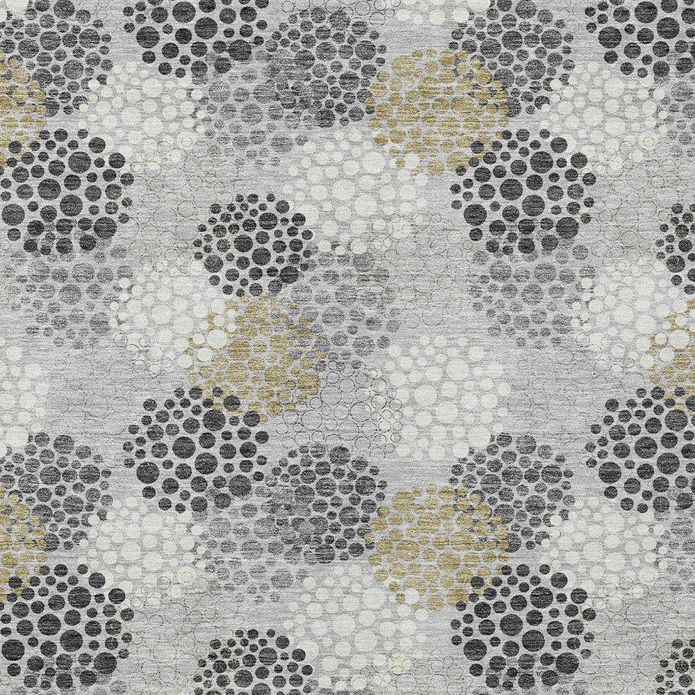 Tabselect Home Line 8' X 10' Gray Silver And Ivory Polka Dot Washable Indoor Outdoor Area Rug