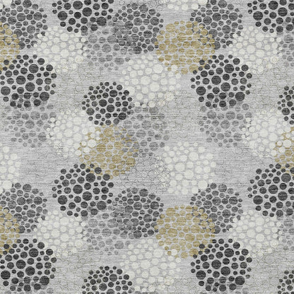 Tabselect Home Line 8' X 10' Gray Silver And Ivory Polka Dot Washable Indoor Outdoor Area Rug