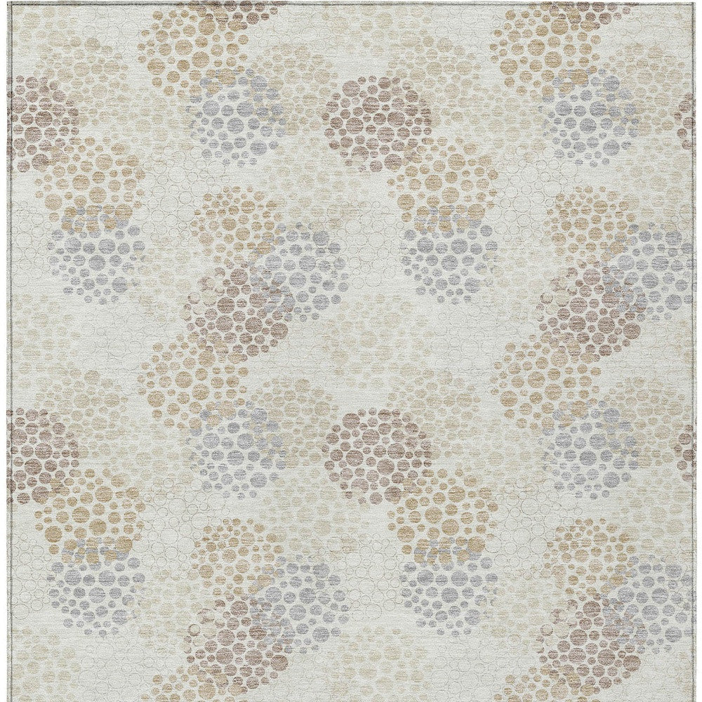 Tabselect Home Line 5' X 8' Ivory Brown And Gray Polka Dot Washable Indoor Outdoor Area Rug