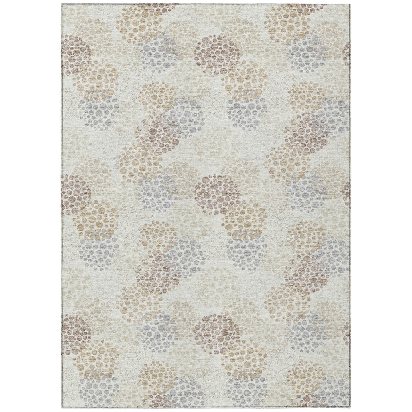 Tabselect Home Line 5' X 8' Ivory Brown And Gray Polka Dot Washable Indoor Outdoor Area Rug