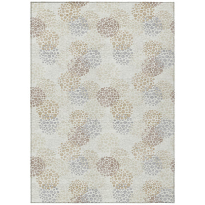 Tabselect Home Line 5' X 8' Ivory Brown And Gray Polka Dot Washable Indoor Outdoor Area Rug