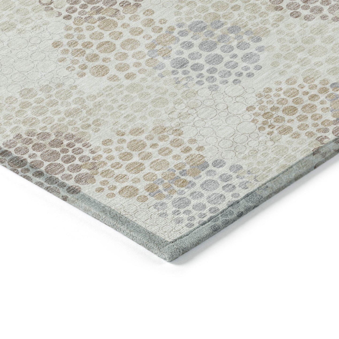 Tabselect Home Line 5' X 8' Ivory Brown And Gray Polka Dot Washable Indoor Outdoor Area Rug