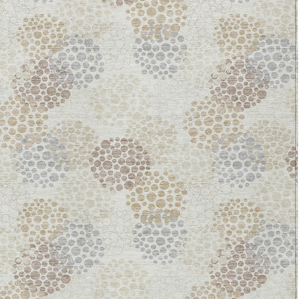 Tabselect Home Line 5' X 8' Ivory Brown And Gray Polka Dot Washable Indoor Outdoor Area Rug