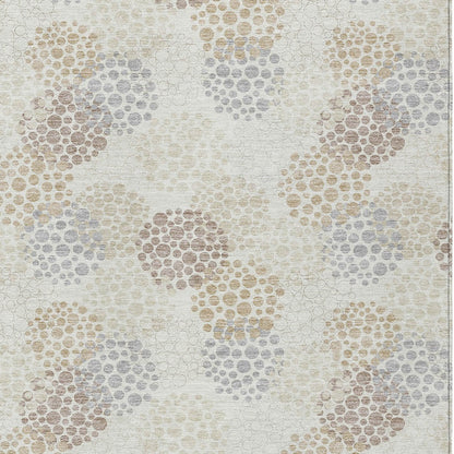 Tabselect Home Line 5' X 8' Ivory Brown And Gray Polka Dot Washable Indoor Outdoor Area Rug