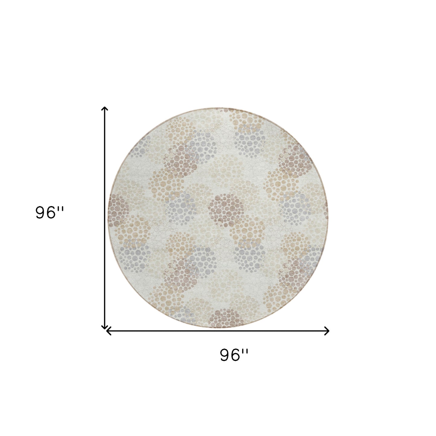 Tabselect Home Line 8' Ivory Brown And Gray Round Polka Dot Washable Indoor Outdoor Area Rug