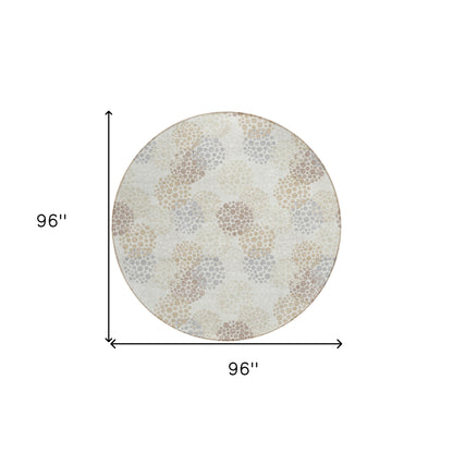 Tabselect Home Line 8' Ivory Brown And Gray Round Polka Dot Washable Indoor Outdoor Area Rug
