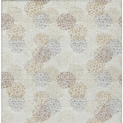 Tabselect Home Line 8' X 10' Ivory Brown And Gray Polka Dot Washable Indoor Outdoor Area Rug