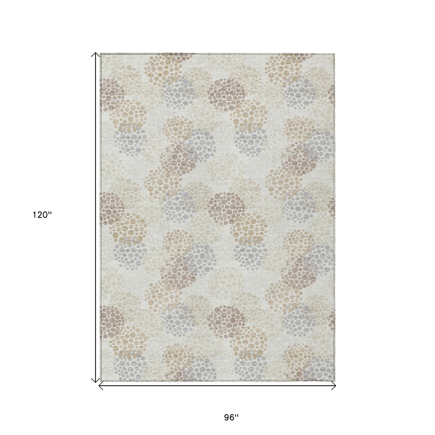 Tabselect Home Line 8' X 10' Ivory Brown And Gray Polka Dot Washable Indoor Outdoor Area Rug
