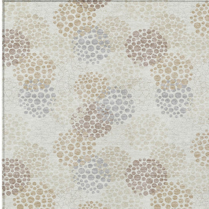 Tabselect Home Line 8' X 10' Ivory Brown And Gray Polka Dot Washable Indoor Outdoor Area Rug