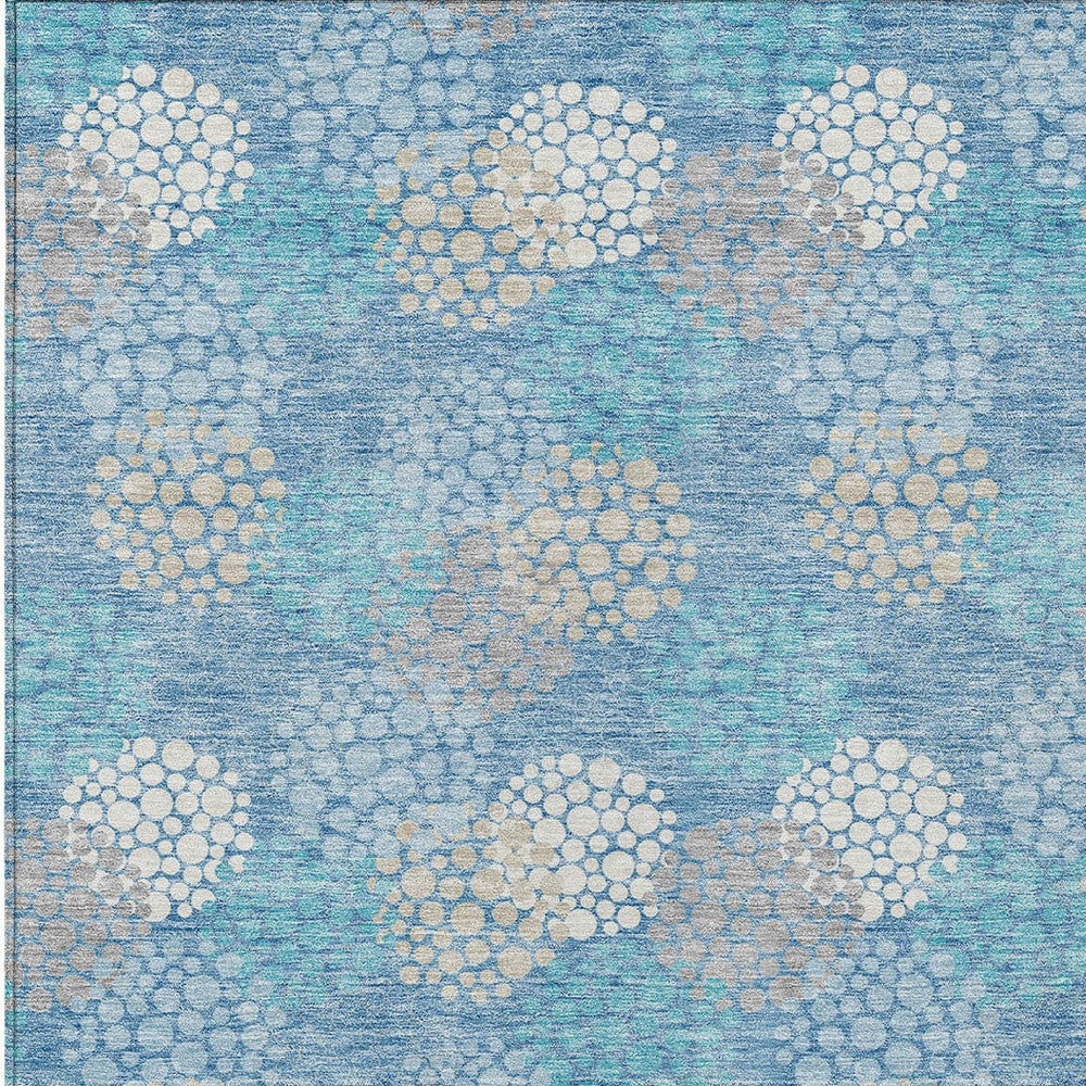 Tabselect Home Line 5' X 8' Sky Blue Gray And Ivory Polka Dot Washable Indoor Outdoor Area Rug