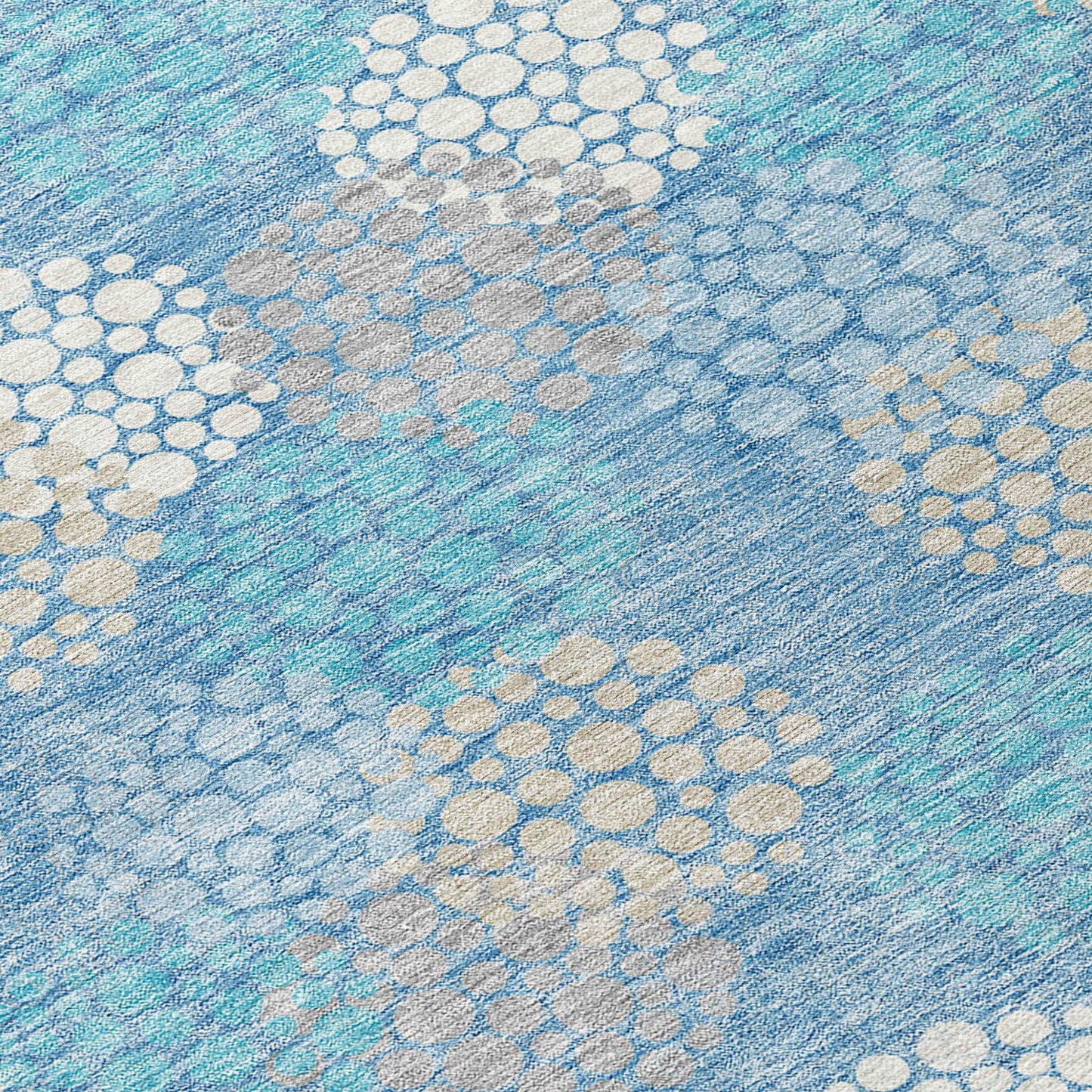 Tabselect Home Line 5' X 8' Sky Blue Gray And Ivory Polka Dot Washable Indoor Outdoor Area Rug