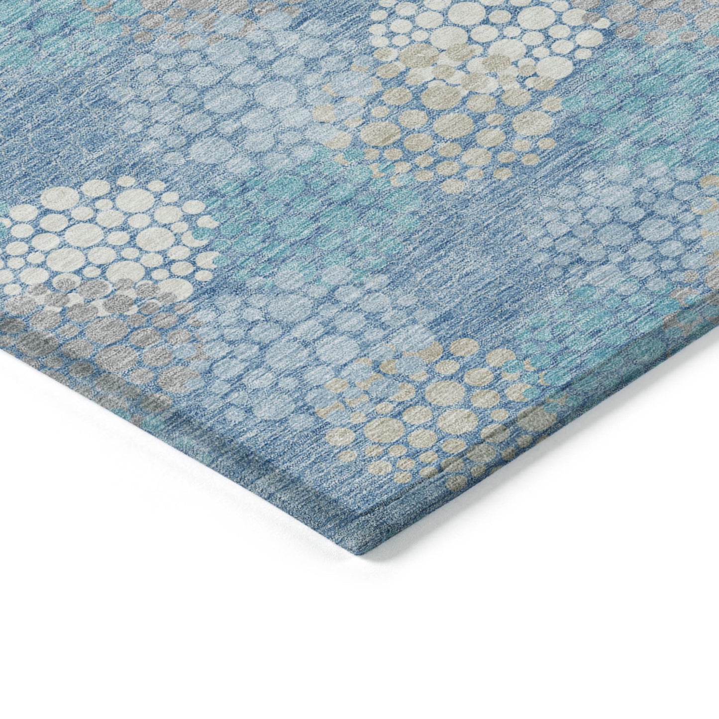 Tabselect Home Line 8' X 10' Sky Blue Gray And Ivory Polka Dot Washable Indoor Outdoor Area Rug
