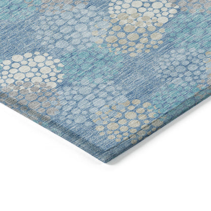 Tabselect Home Line 8' X 10' Sky Blue Gray And Ivory Polka Dot Washable Indoor Outdoor Area Rug