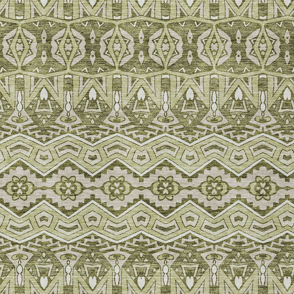 Tabselect Home Line 5' X 8' Artichoke Green Gray And Ivory Moroccan Washable Indoor Outdoor Area Rug