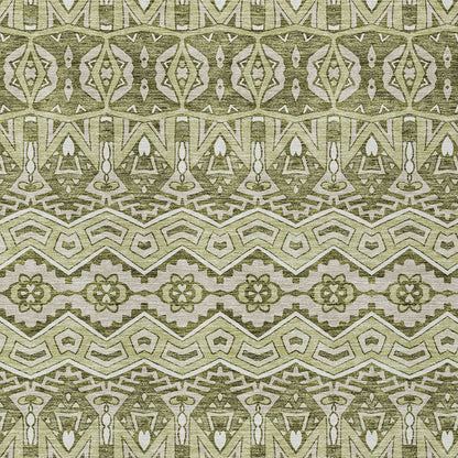 Tabselect Home Line 5' X 8' Artichoke Green Gray And Ivory Moroccan Washable Indoor Outdoor Area Rug