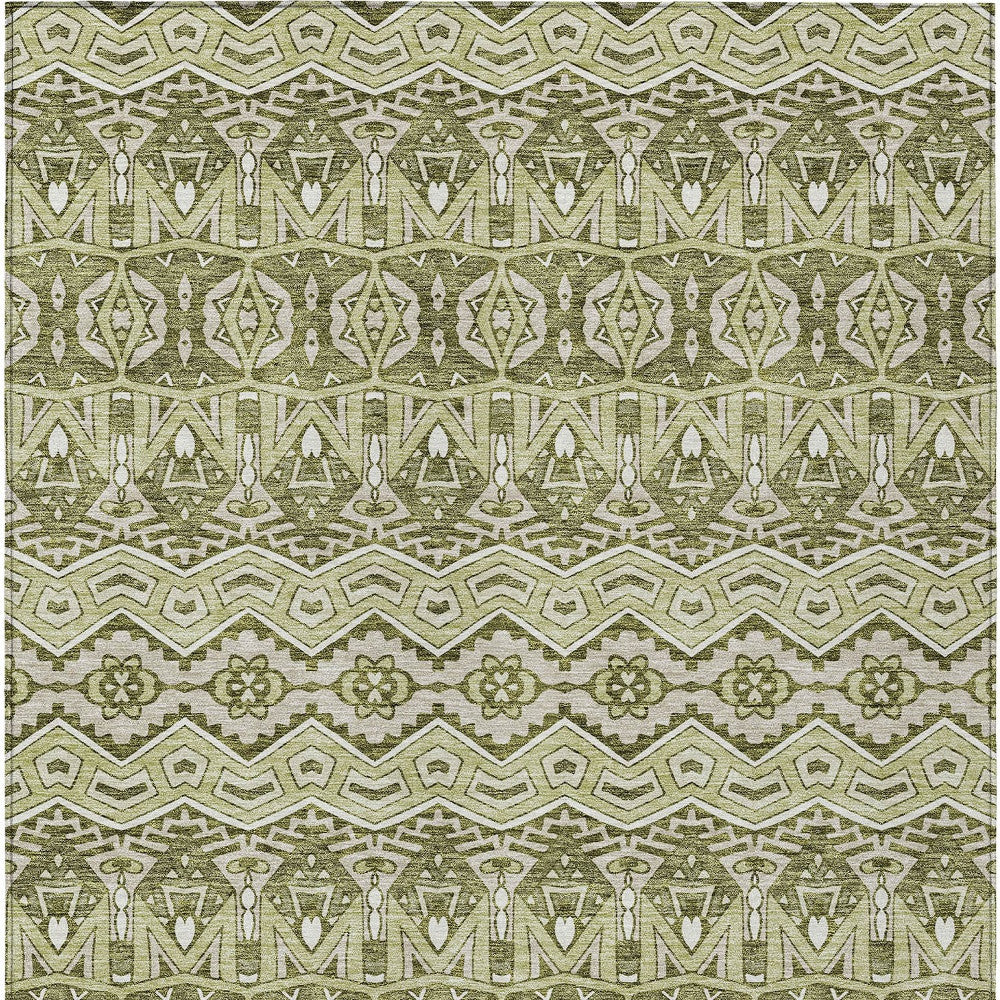 Tabselect Home Line 8' X 10' Artichoke Green Gray And Ivory Moroccan Washable Indoor Outdoor Area Rug