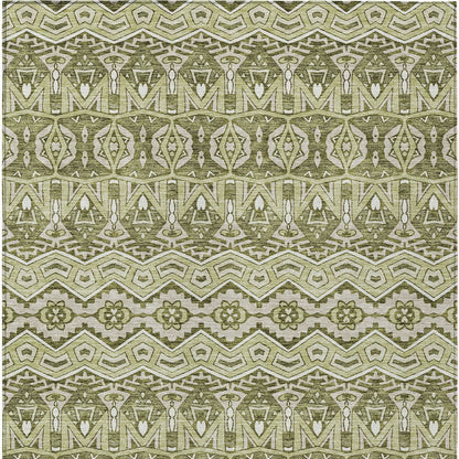 Tabselect Home Line 8' X 10' Artichoke Green Gray And Ivory Moroccan Washable Indoor Outdoor Area Rug