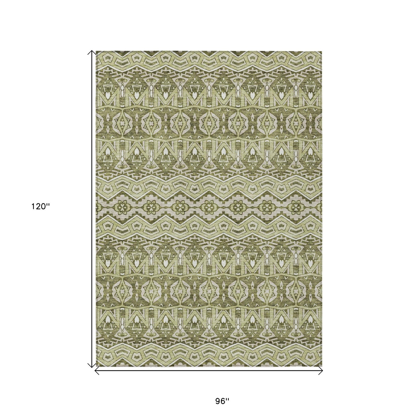 Tabselect Home Line 8' X 10' Artichoke Green Gray And Ivory Moroccan Washable Indoor Outdoor Area Rug