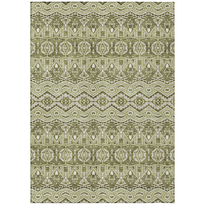 Tabselect Home Line 8' X 10' Artichoke Green Gray And Ivory Moroccan Washable Indoor Outdoor Area Rug
