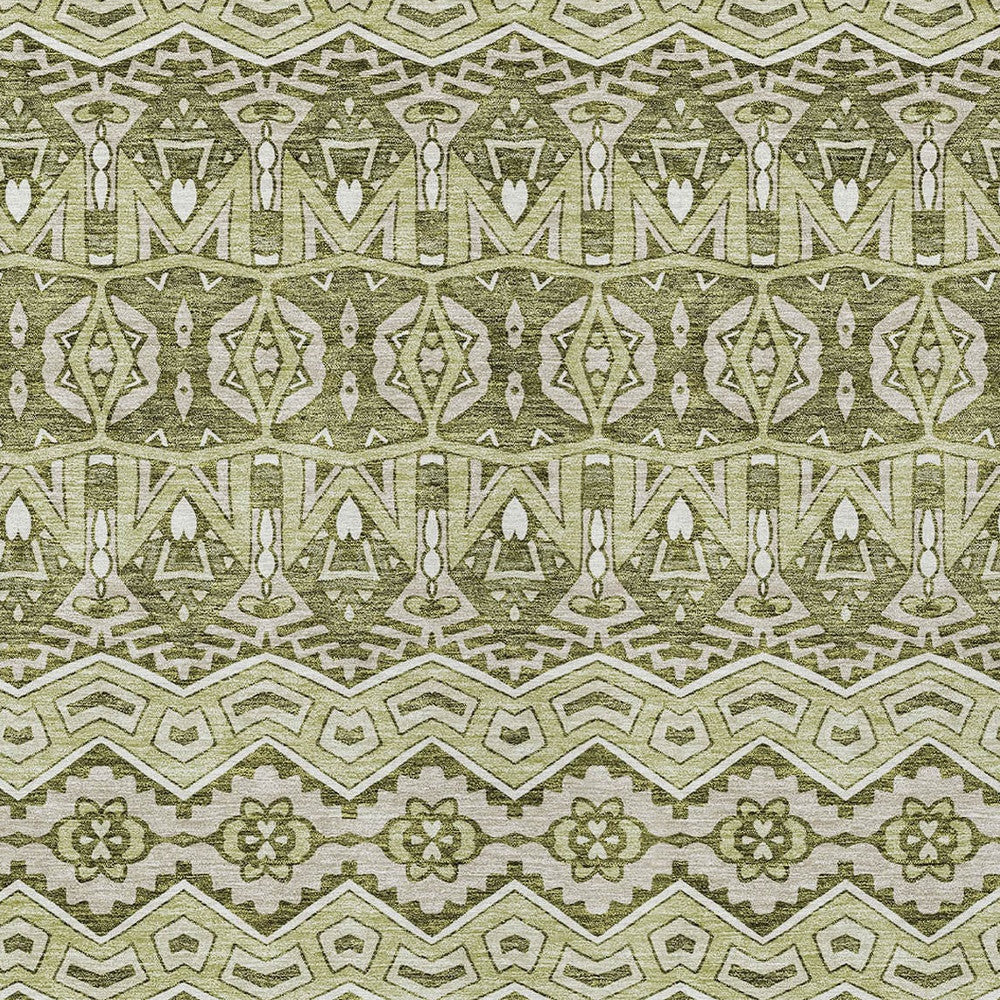 Tabselect Home Line 8' X 10' Artichoke Green Gray And Ivory Moroccan Washable Indoor Outdoor Area Rug
