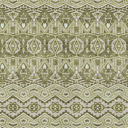 Tabselect Home Line 8' X 10' Artichoke Green Gray And Ivory Moroccan Washable Indoor Outdoor Area Rug