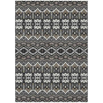 Tabselect Home Line 5' X 8' Charcoal Brown And Ivory Moroccan Washable Indoor Outdoor Area Rug