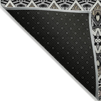 Tabselect Home Line 5' X 8' Charcoal Brown And Ivory Moroccan Washable Indoor Outdoor Area Rug