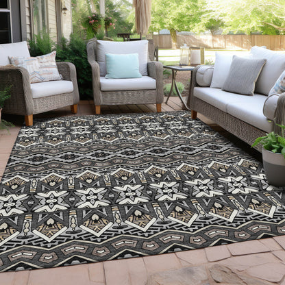 Tabselect Home Line 8' X 10' Charcoal Brown And Ivory Moroccan Washable Indoor Outdoor Area Rug