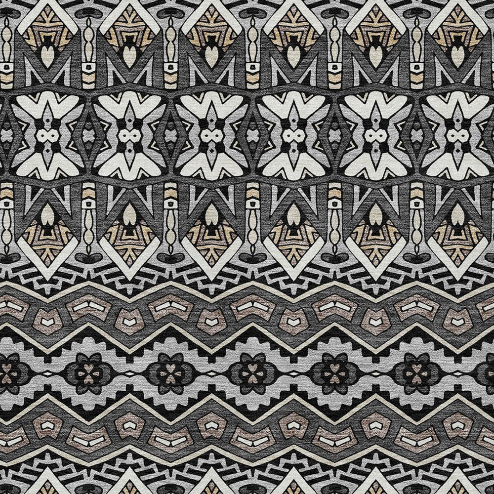 Tabselect Home Line 8' X 10' Charcoal Brown And Ivory Moroccan Washable Indoor Outdoor Area Rug