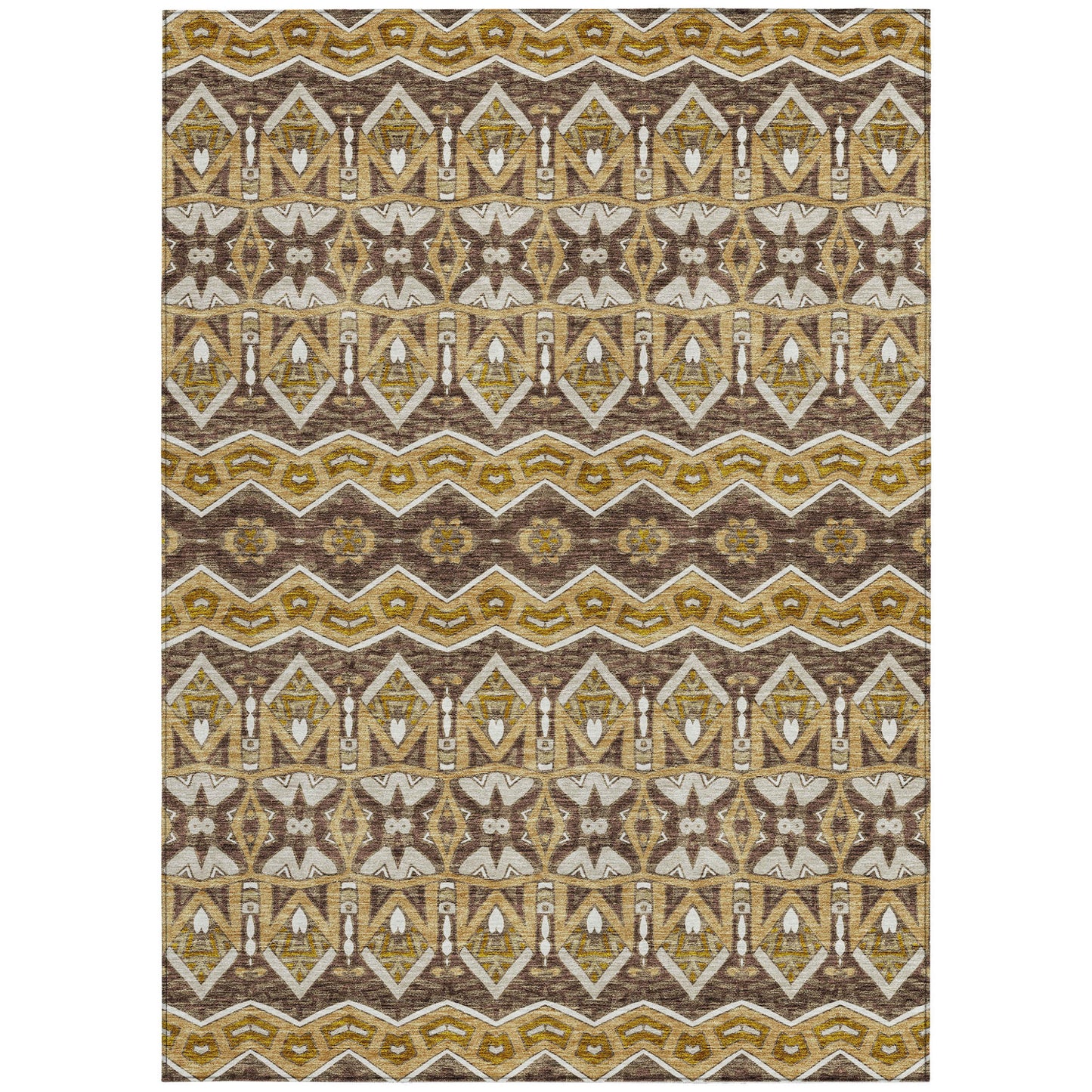 Tabselect Home Line 8' X 10' Gold Brown And Beige Moroccan Washable Indoor Outdoor Area Rug