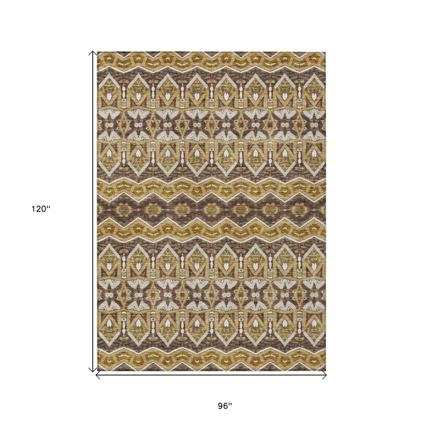 Tabselect Home Line 8' X 10' Gold Brown And Beige Moroccan Washable Indoor Outdoor Area Rug