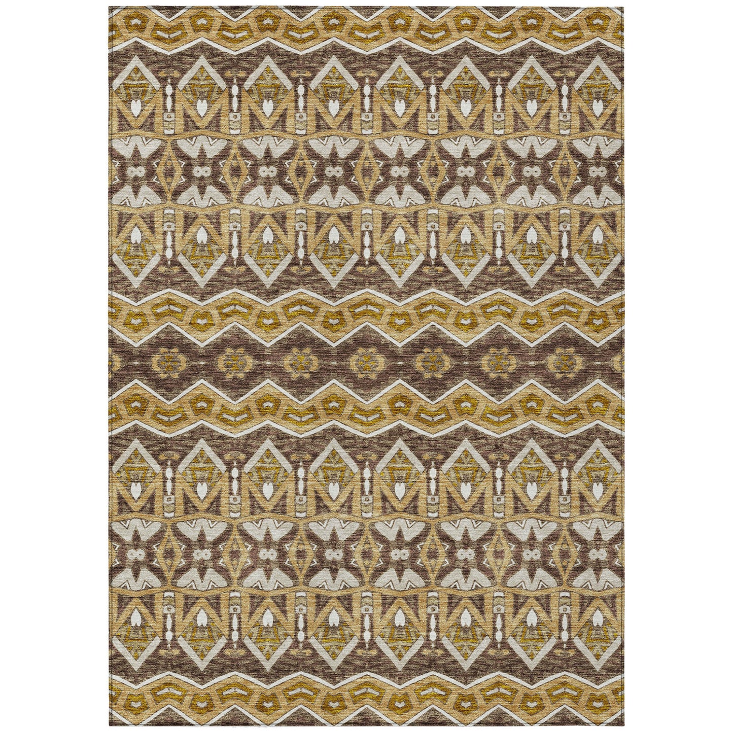 Tabselect Home Line 8' X 10' Gold Brown And Beige Moroccan Washable Indoor Outdoor Area Rug
